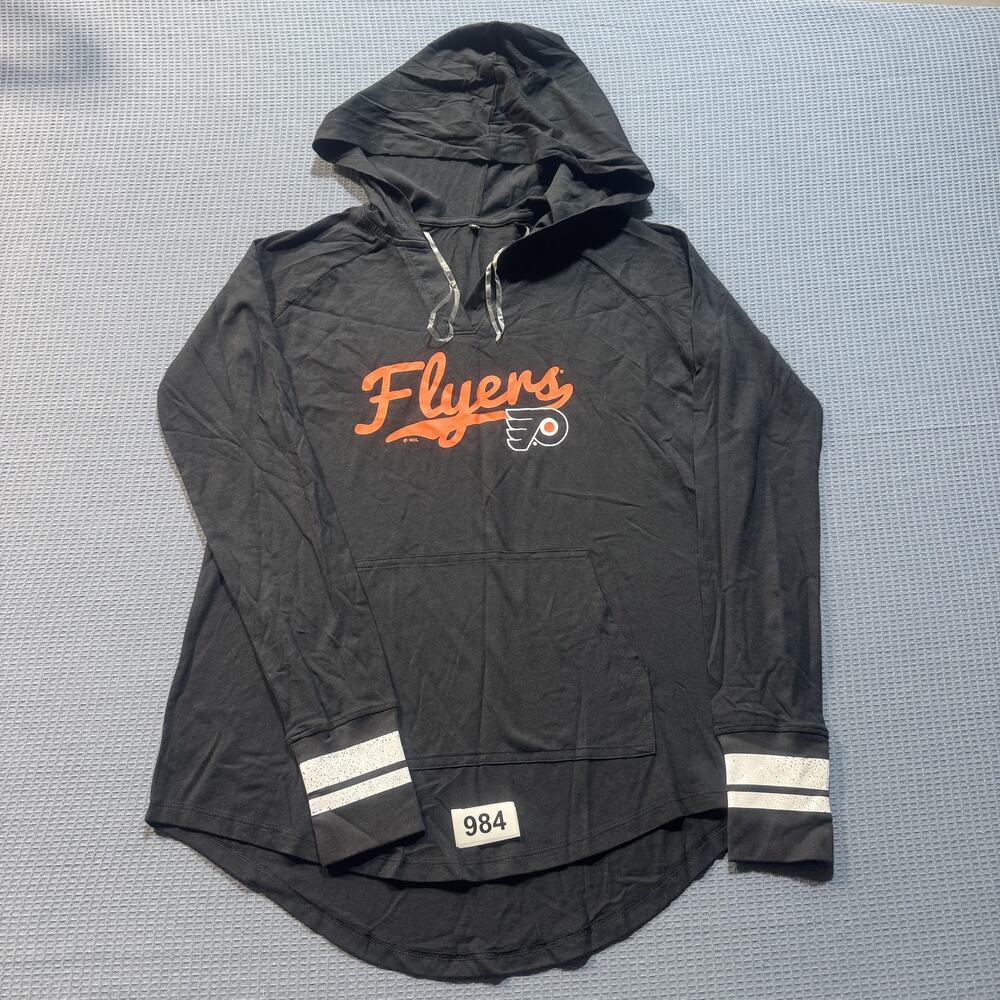 Philadelphia Flyers NHL Pullover Hoodie Women Sz M‎ Black Brand New Without Tags